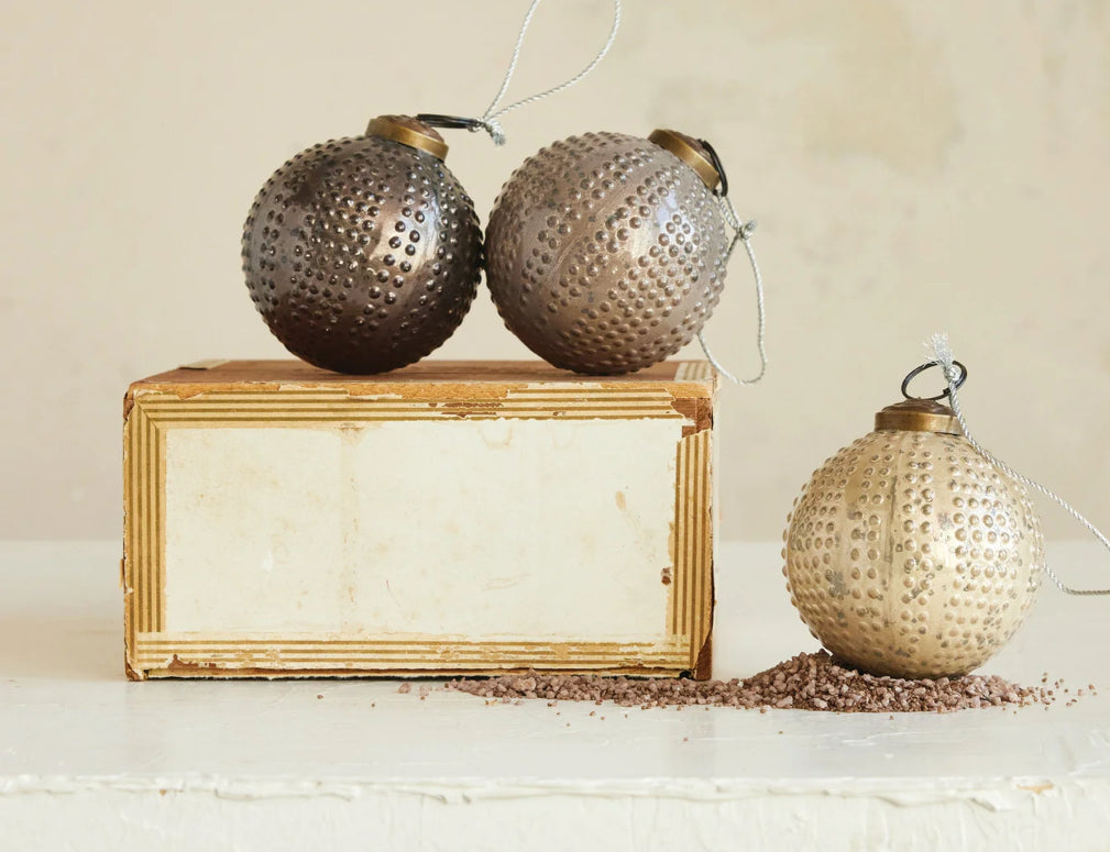 3” Glass Hobnail Ball Ornament
