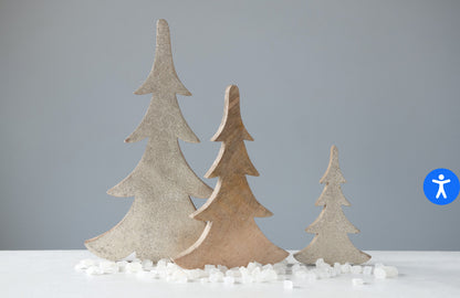 Wood Tree w/Gold Glitter-Sm