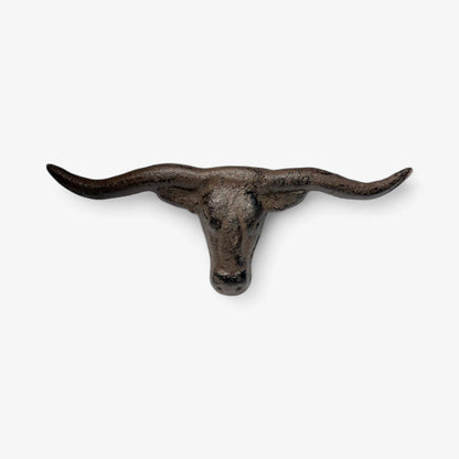 Longhorn Skull Drawer Pull, Cast Iron Western Cabinet Handle