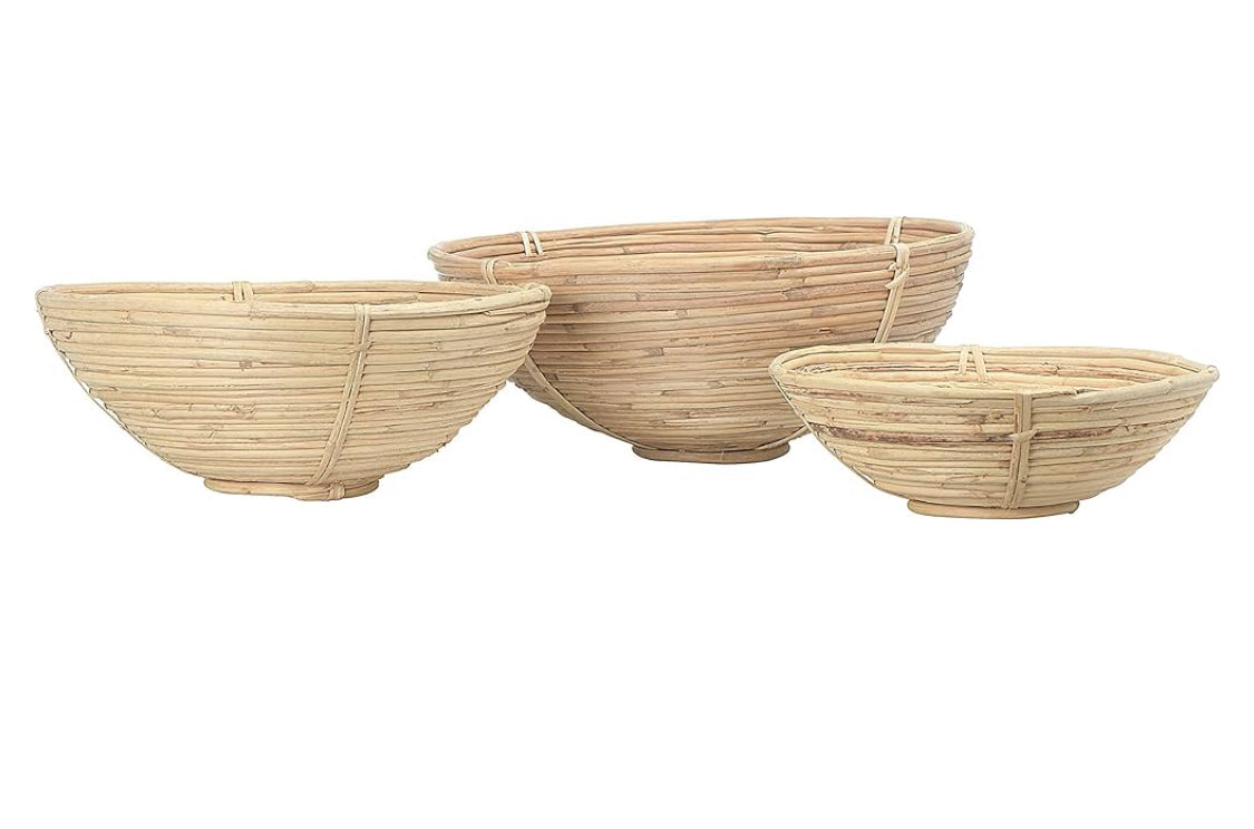 Natural Hand-Woven Cane Bowl