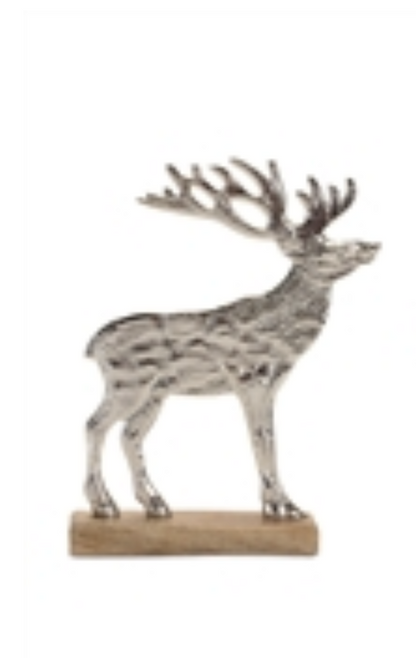 Aluminum Deers On Wood Vase