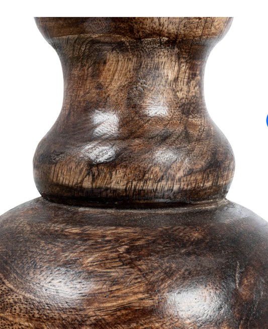 Hand-Carved Mango Wood Taper Holder