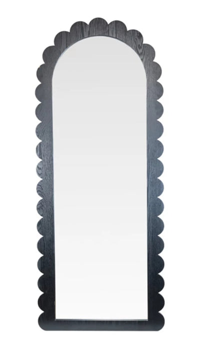 Black Framed Arched Scalloped Wall Mirror