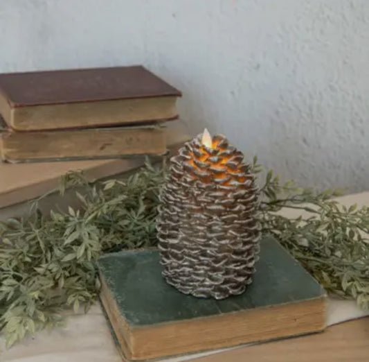 6” Moving Flame Pinecone Candle