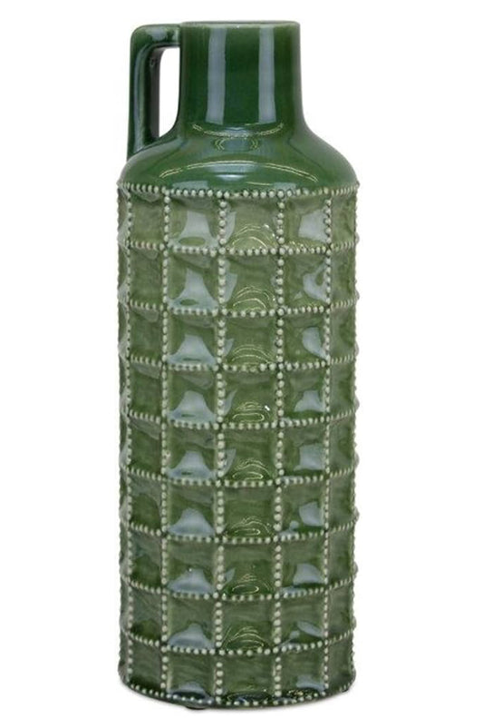 Green Bottle w/Handle & Beaded accent