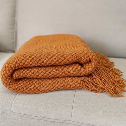 Terracotta Textured Knit Throw Blanket – 50" x 60"
