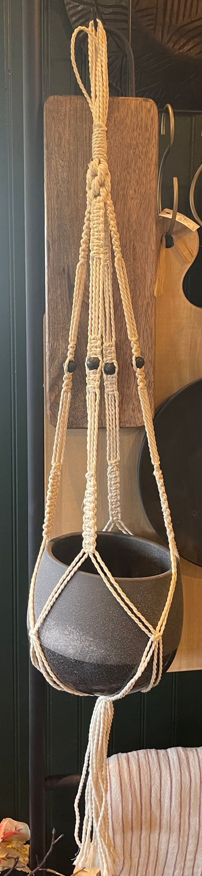 46” MacramePlant Hanger w/black Beads