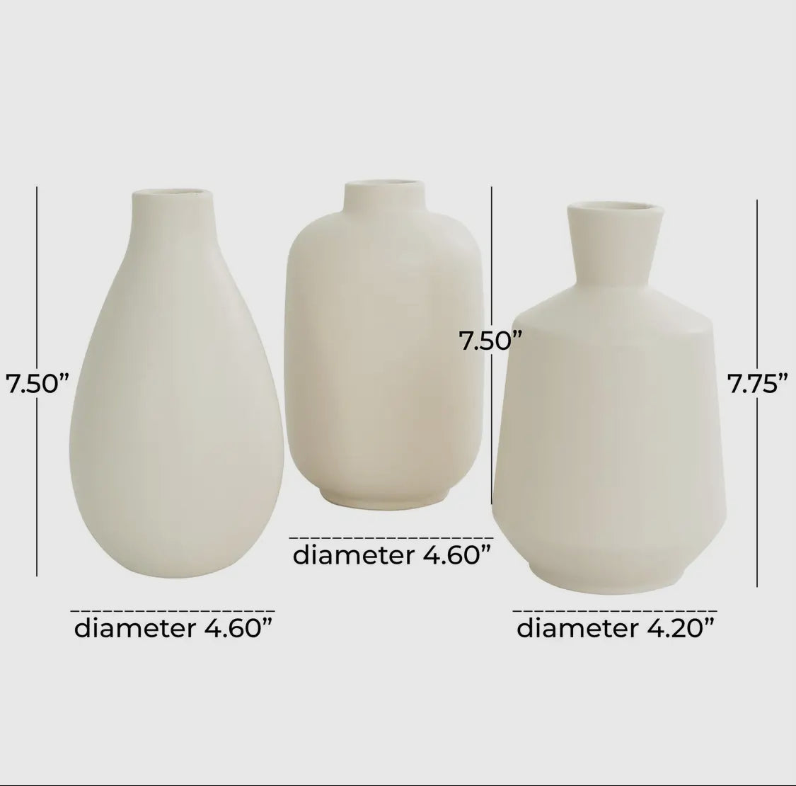 Minimalistic Cream Ceramic Vase-3 Asst.