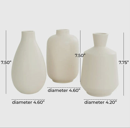 Minimalistic Cream Ceramic Vase-3 Asst.