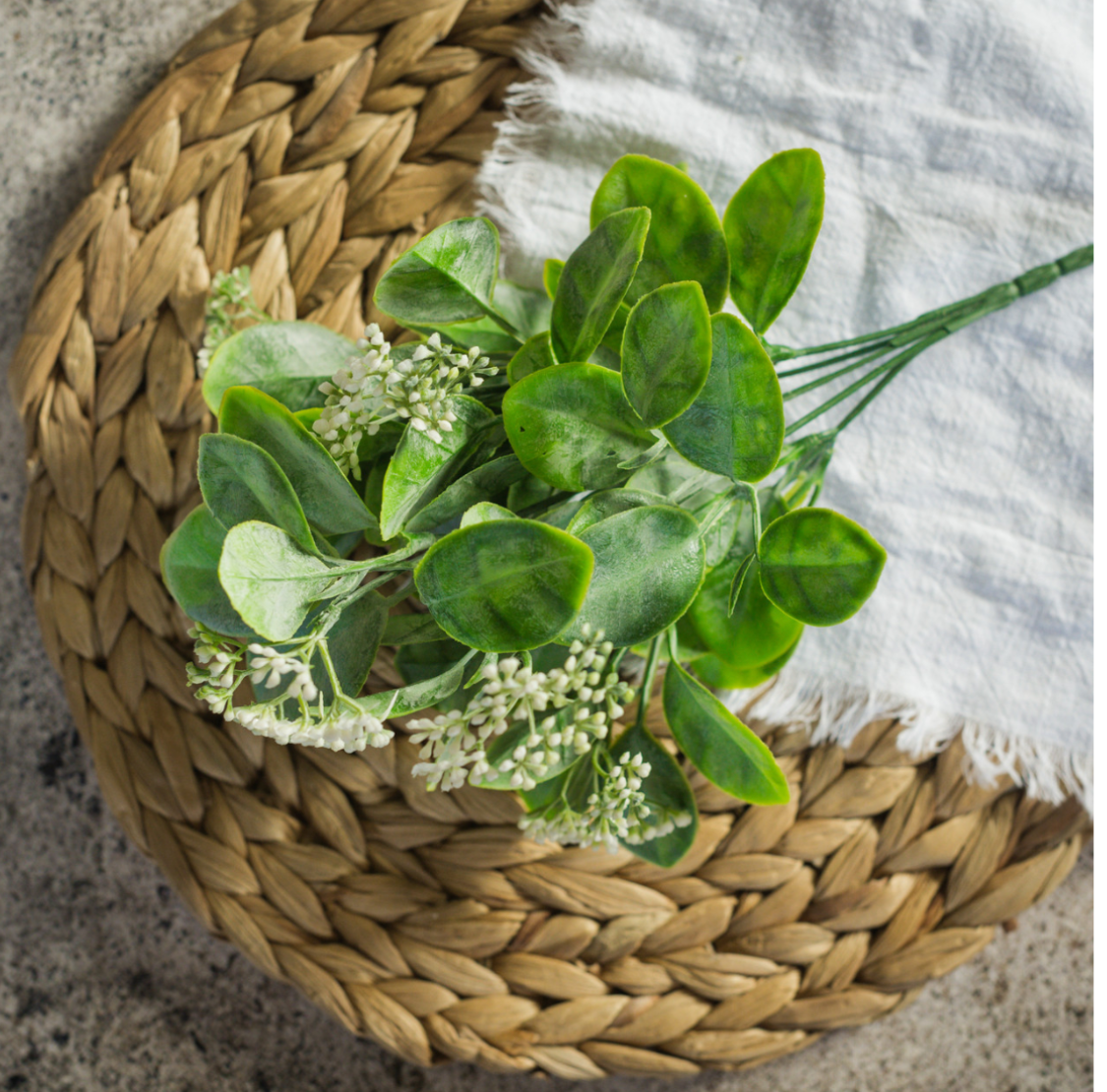 12” Greenery Bush W/ White Buds