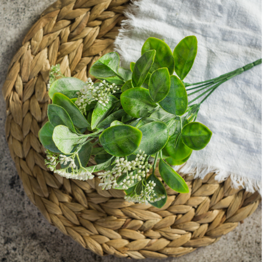 12” Greenery Bush W/ White Buds