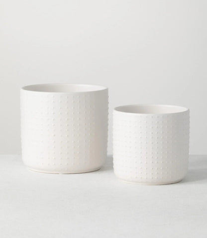 6” White Dotted Planter