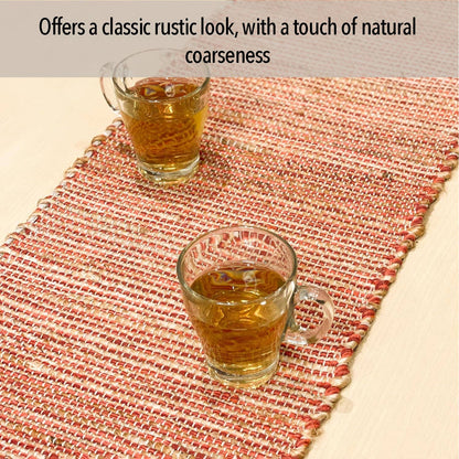 OMBRE TABLE RUNNER, NATURAL JUTE-RUST, 13''x36''.