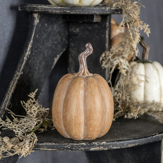 7.25” Tan Resin Pumpkin