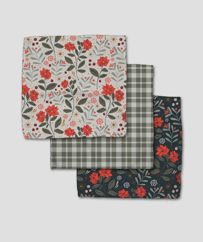 Holiday Floral Dishcloth Set