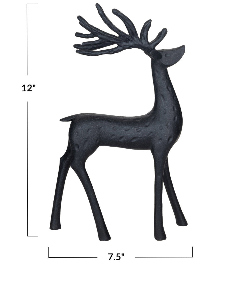 12-1/4” Resin Abstract Black Reindeer