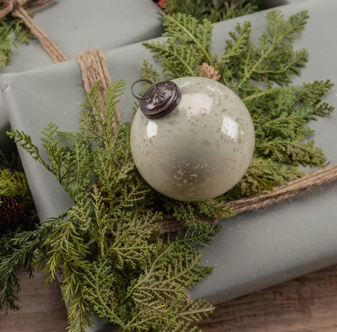 4” White Kugel Ornament