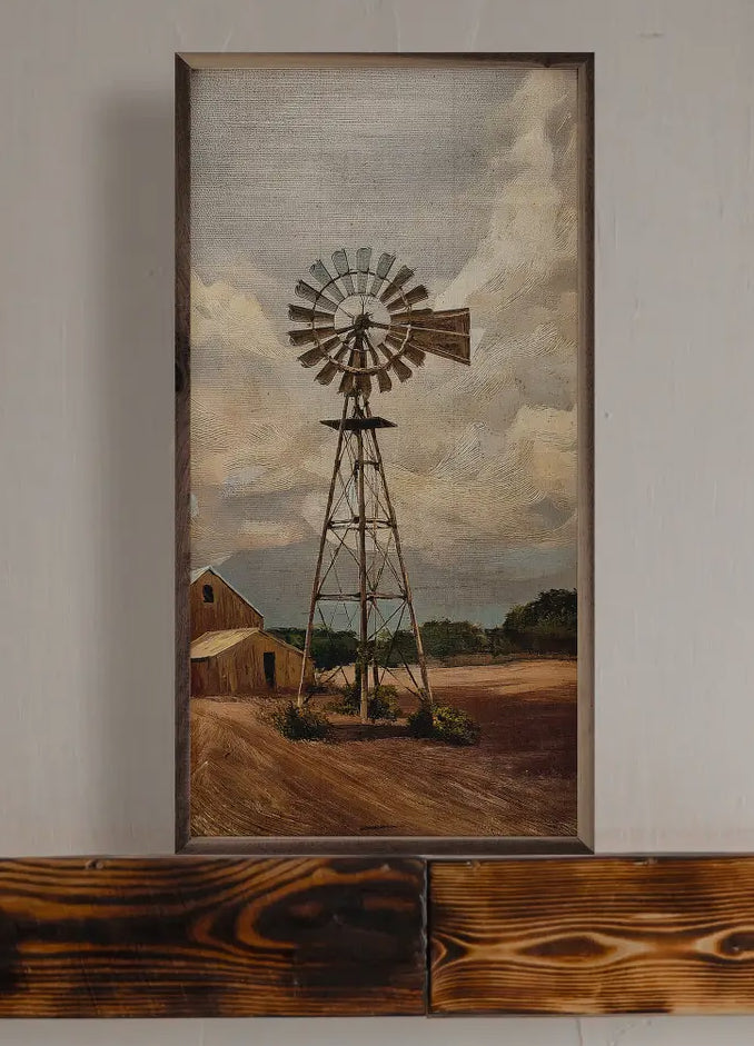 Windmill With Red Barn