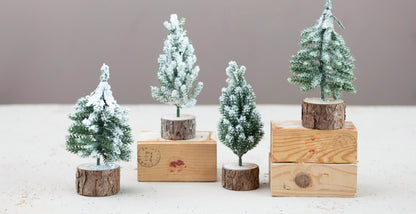 Faux Pine Tree w/Wood Base