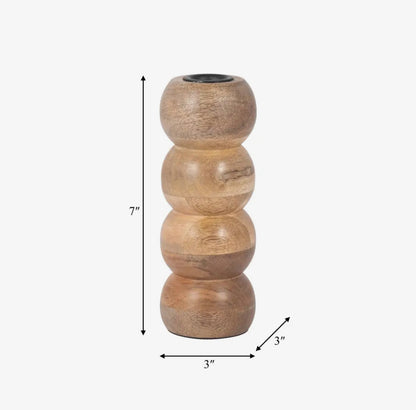 7” Metal Round Stacked Ribbed Candle Holder