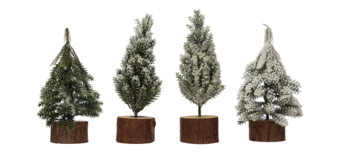 Faux Pine Tree w/Wood Base