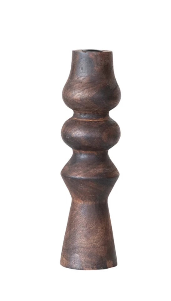 Carved Wood Taper Holder