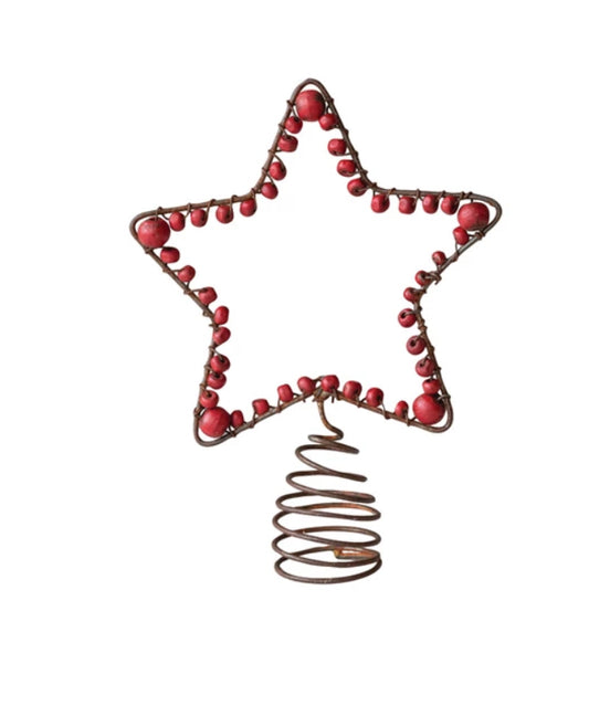 Metal & Mango Wood Beaded Star TreeTopper
