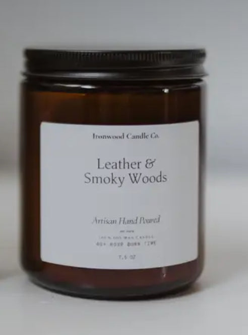 Leather & Smoky Woods Candle