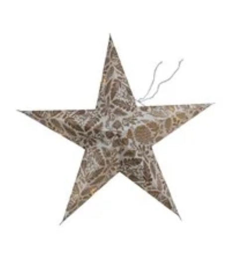 5 Point Folding Recycled Paper Star Ornament w/LED Lights