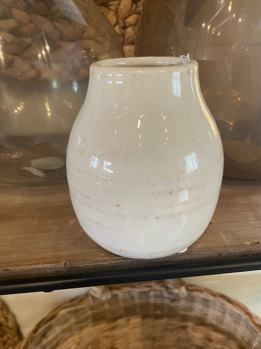 White aged Glossy Vase