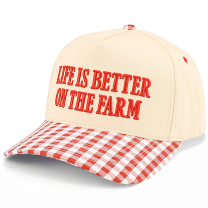 C.C LIFE IS BETTER ON THE FARM Letter Two Tone Trucker Hat