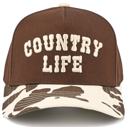 C.C COUNTRY LIFE Two Tone Cow Pattern Bill Trucker Hat