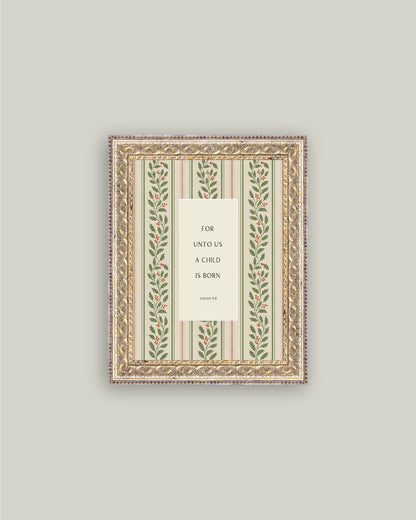 A Child is Born Framed Antique Art