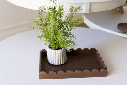 Wood scallop tray home decor, 13x9x2, espresso - 17008