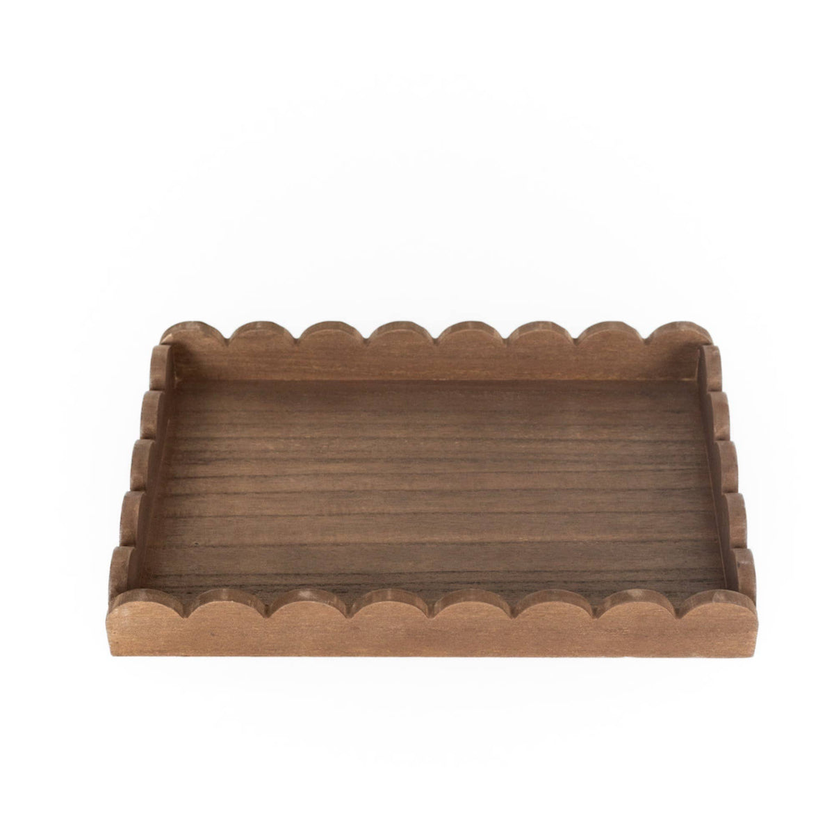 Wood scallop tray home decor, 13x9x2, espresso - 17008