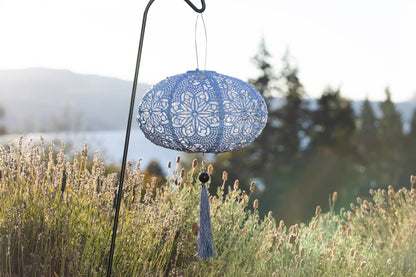 *NEW* Stella Tassel 25.5" Oval Solar Lantern - Sky Blue