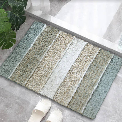Cordural Stripe Bath Rug cotton 21''x34''-Grey-Beige