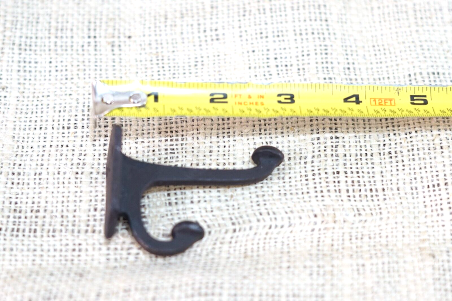 Cast Iron Traditional School Hook -  Matte Black Color