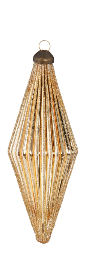 5.5” Glittered Diamond Ribbed Ornament