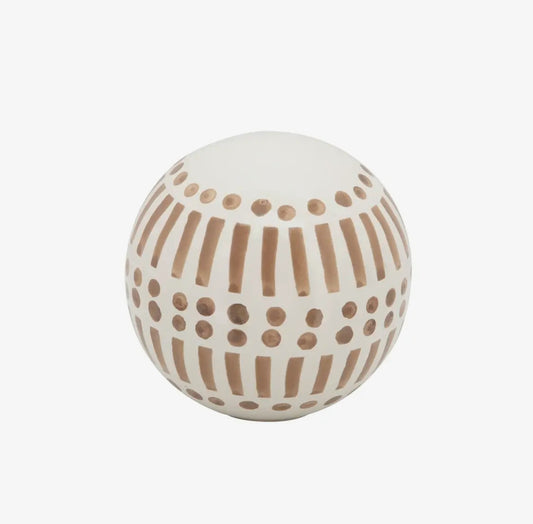 5” Brown/Tan Ceramic Round Line Orb