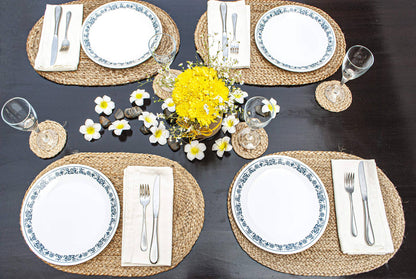 Natural Jute Hand Braided Oval Placemats, Set of 4, 13x19 In