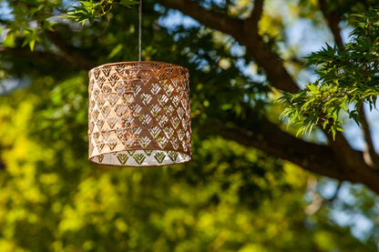 Stella Chevron Drum 7" Solar Lantern - Copper