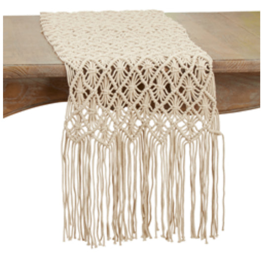 Natural Macrame Table Runner