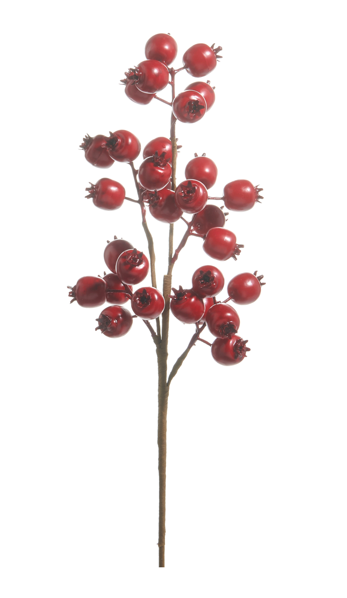 21” Matte Red Berry Pod Spray