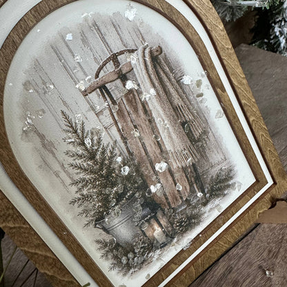 Home for the Holidays Vintage Sled | Canvas Artwork