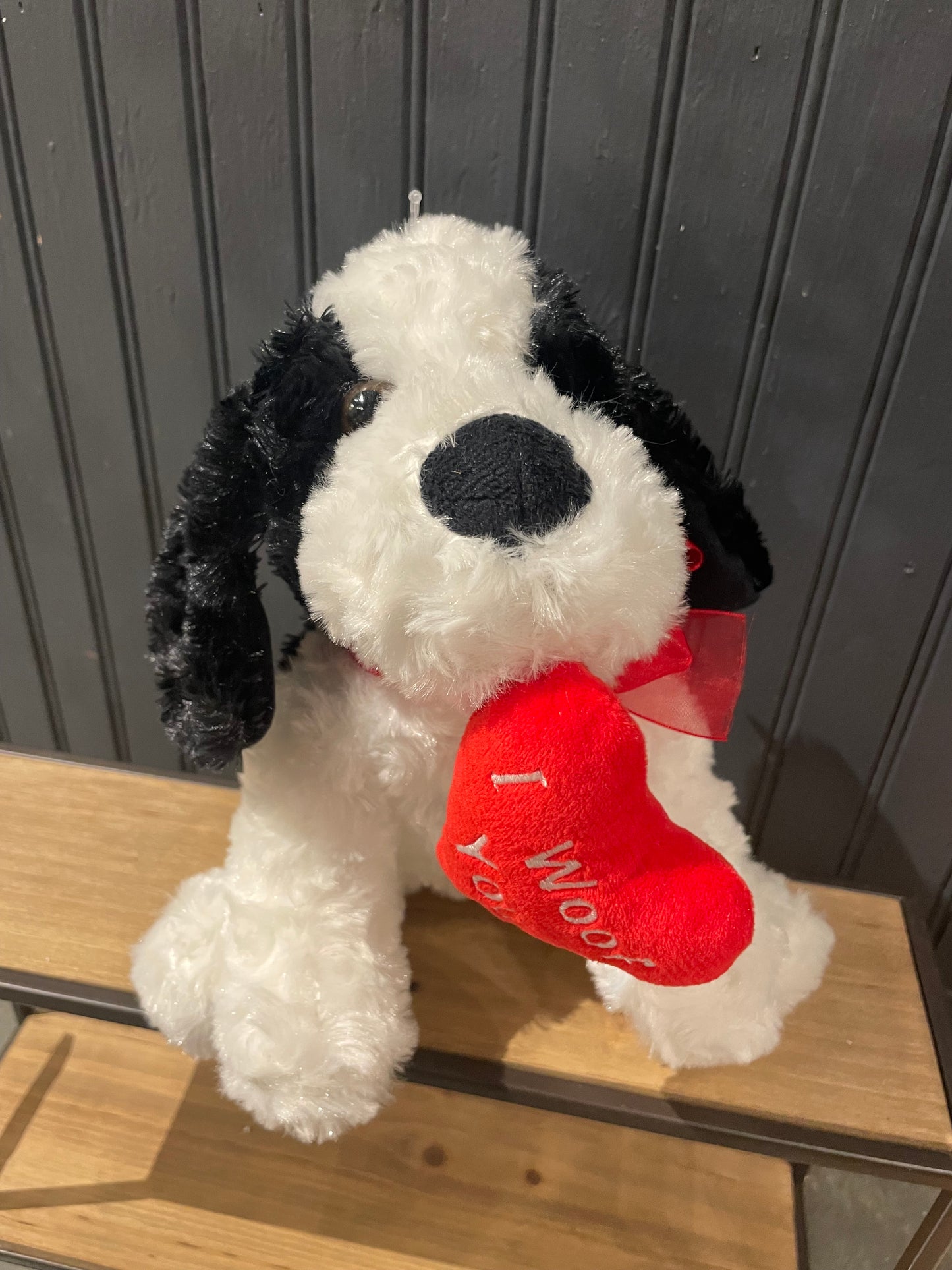 Stuffed Dog w/Heart “I Woof You”