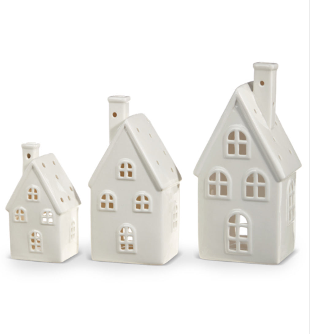 White Ceramic Houses-Small