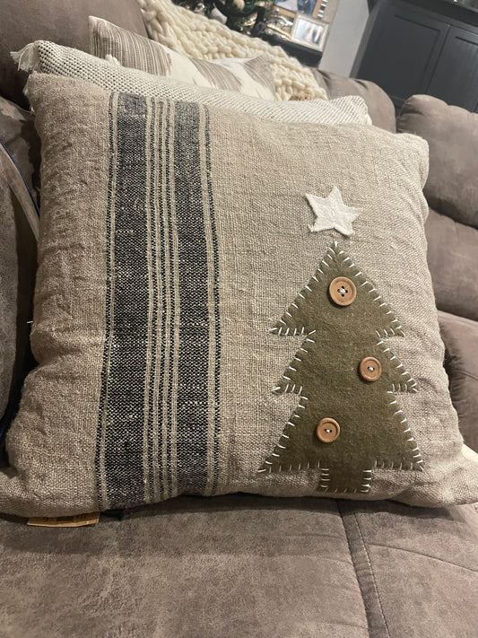 18” Square Cotton Pillow w/Tree