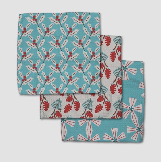 Winter Holly Dishcloth  Set