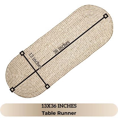 Seagrass Spiral Oval Tablerunner, 13''x36, Nat-Ivory